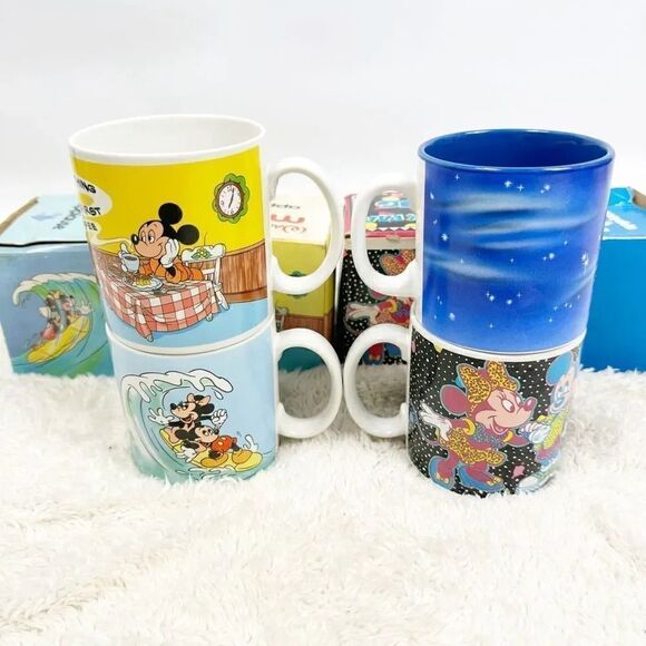 Vintage 80s Applause Disney Mug Lot of 4 Original Boxes Mickey Minnie Set Cups - Picture 11 of 14